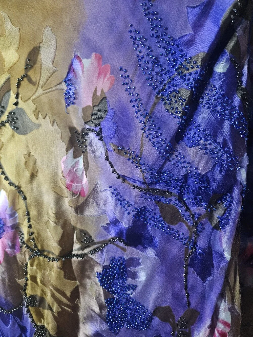 Vintage Victoria Royal Beaded Silk Gown Matching Wrap Shawl Set Whimsigoth Fairy